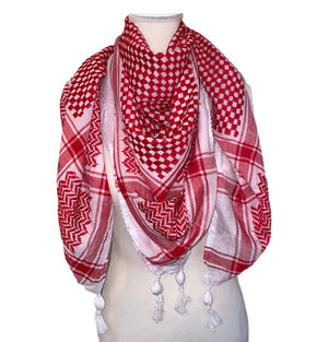 Traditional woven Palestinian Keffiyeh, Kufiya, Shemagh, or scarf with classic Palestinian patterns