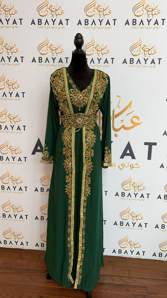 A Luxury Green And Gold Kuftan #8097717