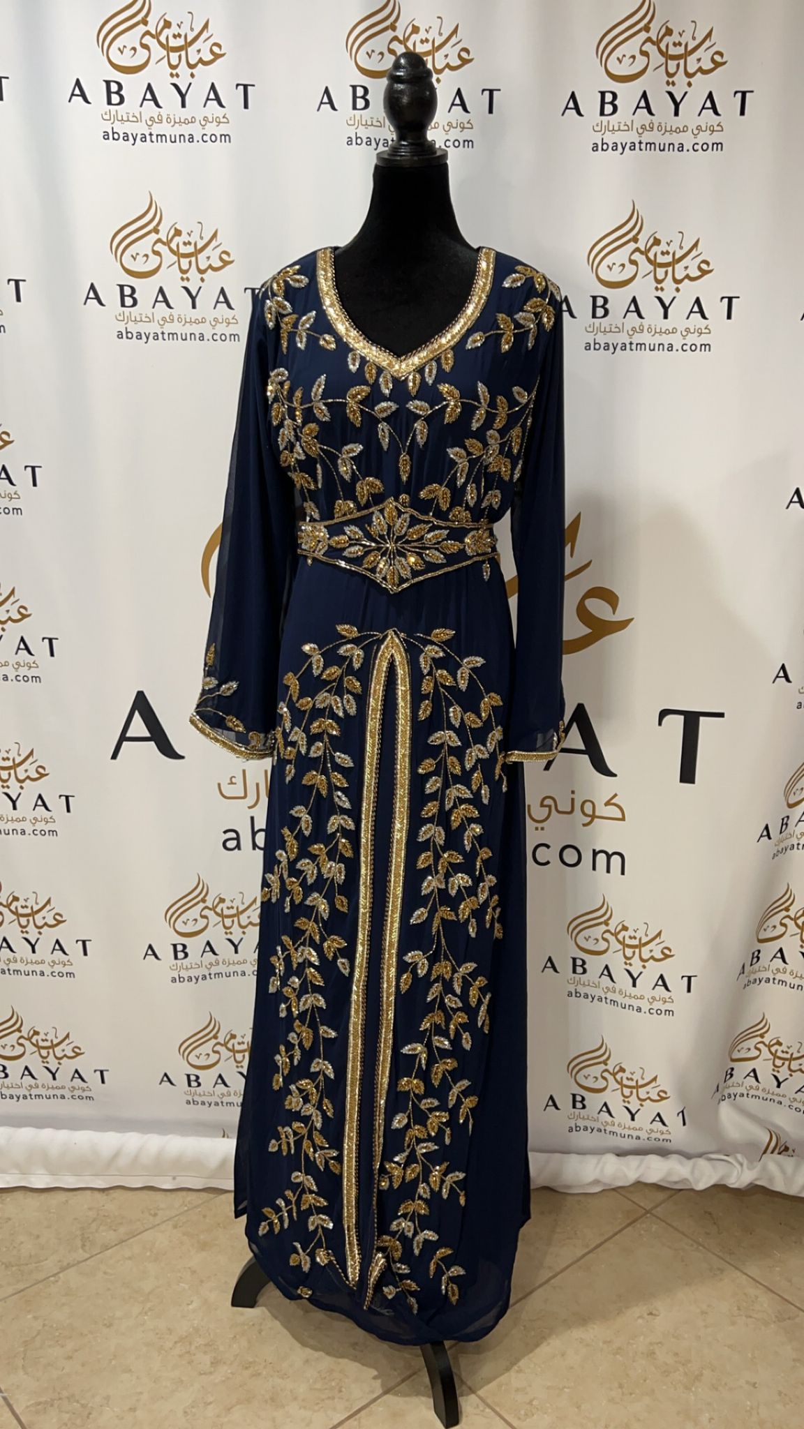 Gorgeous Navy Blue Gold/Silver Kuftan #9199080 ABAYATMUNA Gorgeous Navy Blue Gold/Silver Kuftan #9199080 ABAYATMUNA