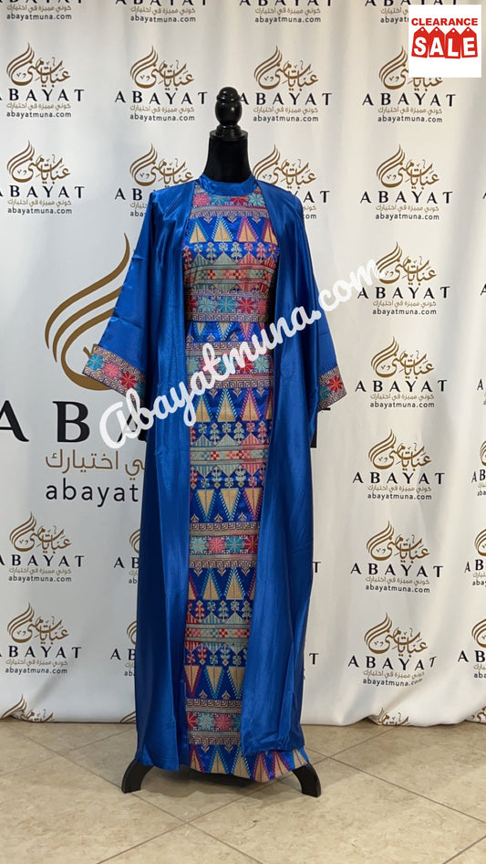 3 pieces Embroidery Bisht tatreez With Matching Dress#677