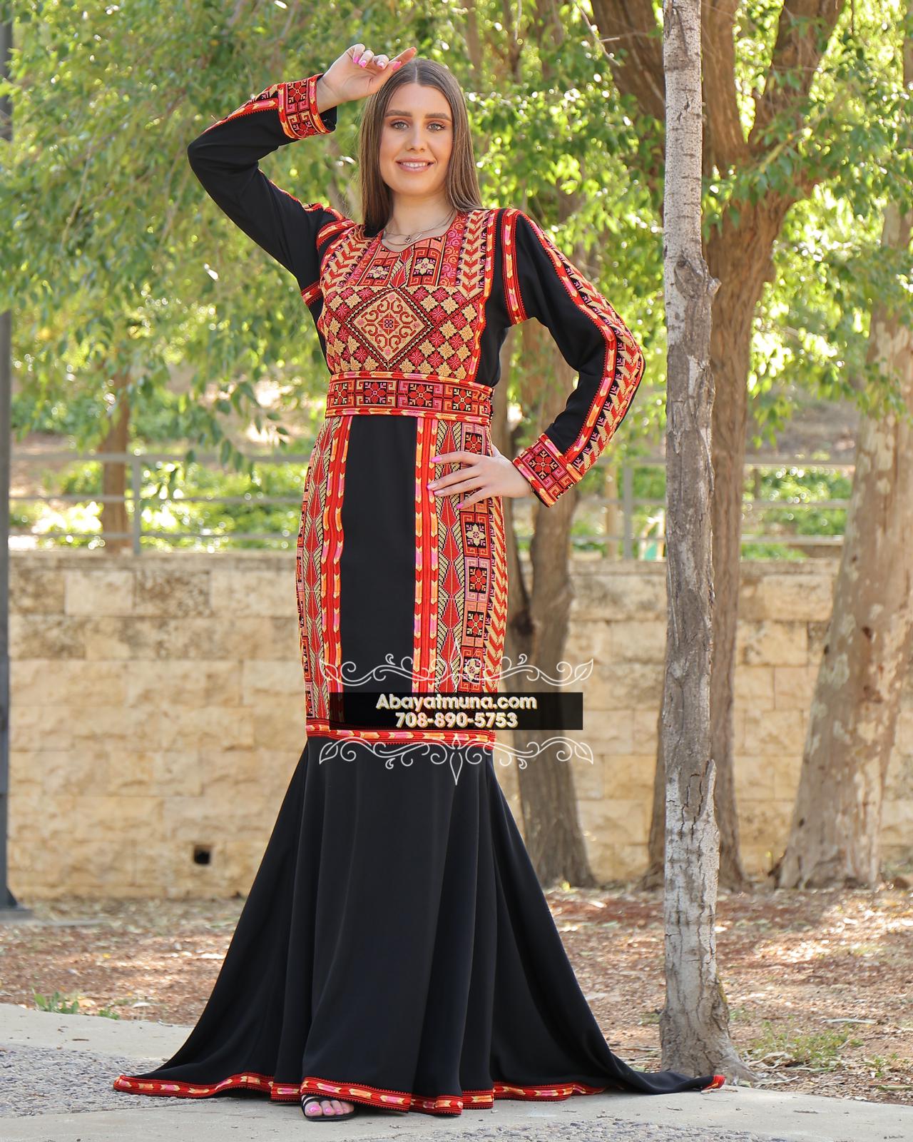 Palestinian Embroidered outlets Dress , Traditional Dress , Thobe Falahi Tatreez