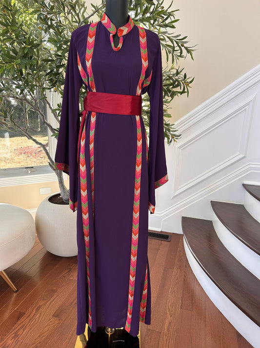 Purple Embroidery Tatreez Thobe
