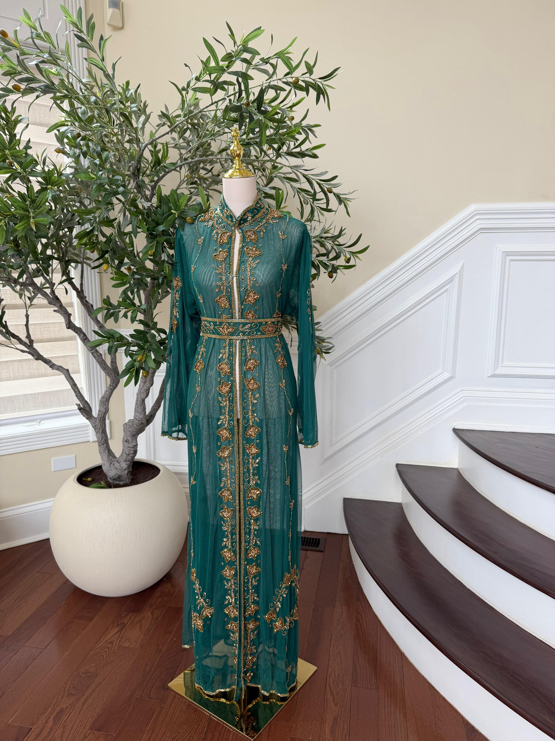 Emerald Golden Cardigan Abaya