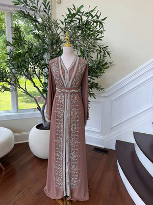Dusty Rose Beaded Elegance Kuftan