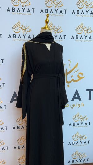 Golden Black Nada Fabric Abaya