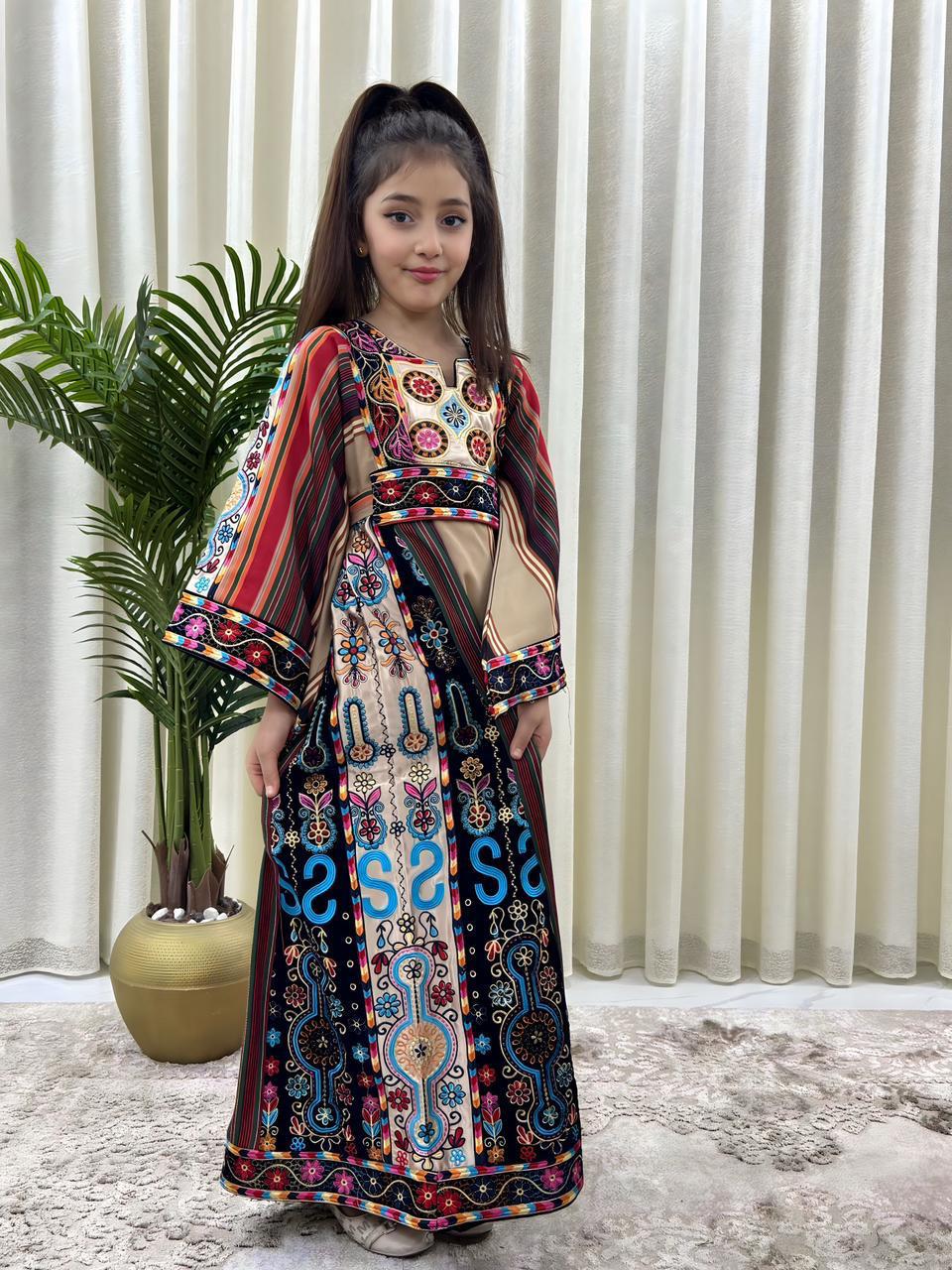 Cream Majdalawi Tatreez Embroidered Kids Thobe Thobe