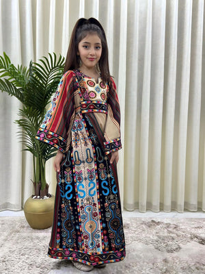 Cream Majdalawi Tatreez Embroidered Kids Thobe Thobe