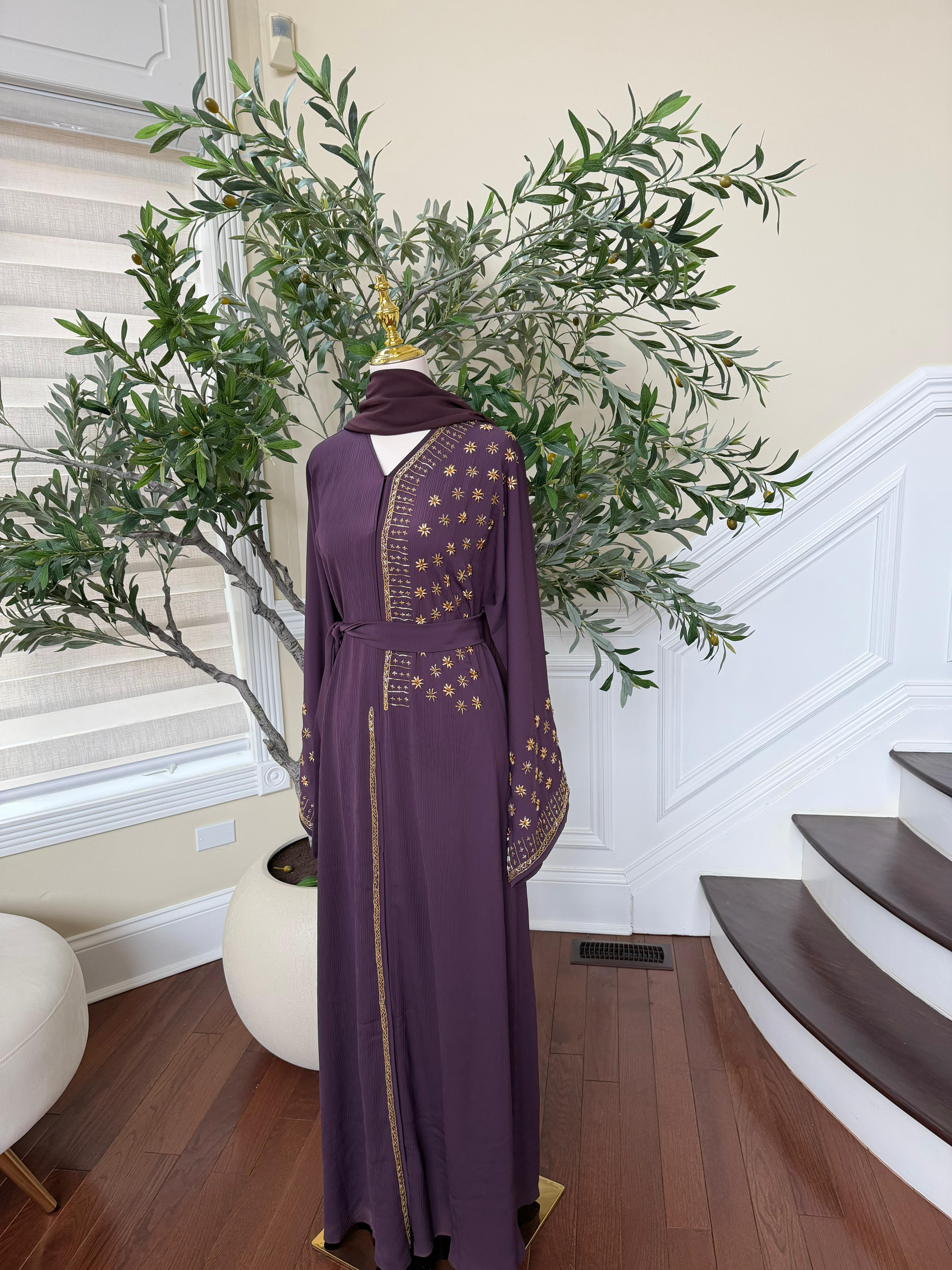 Purple Golden Nujum Abaya