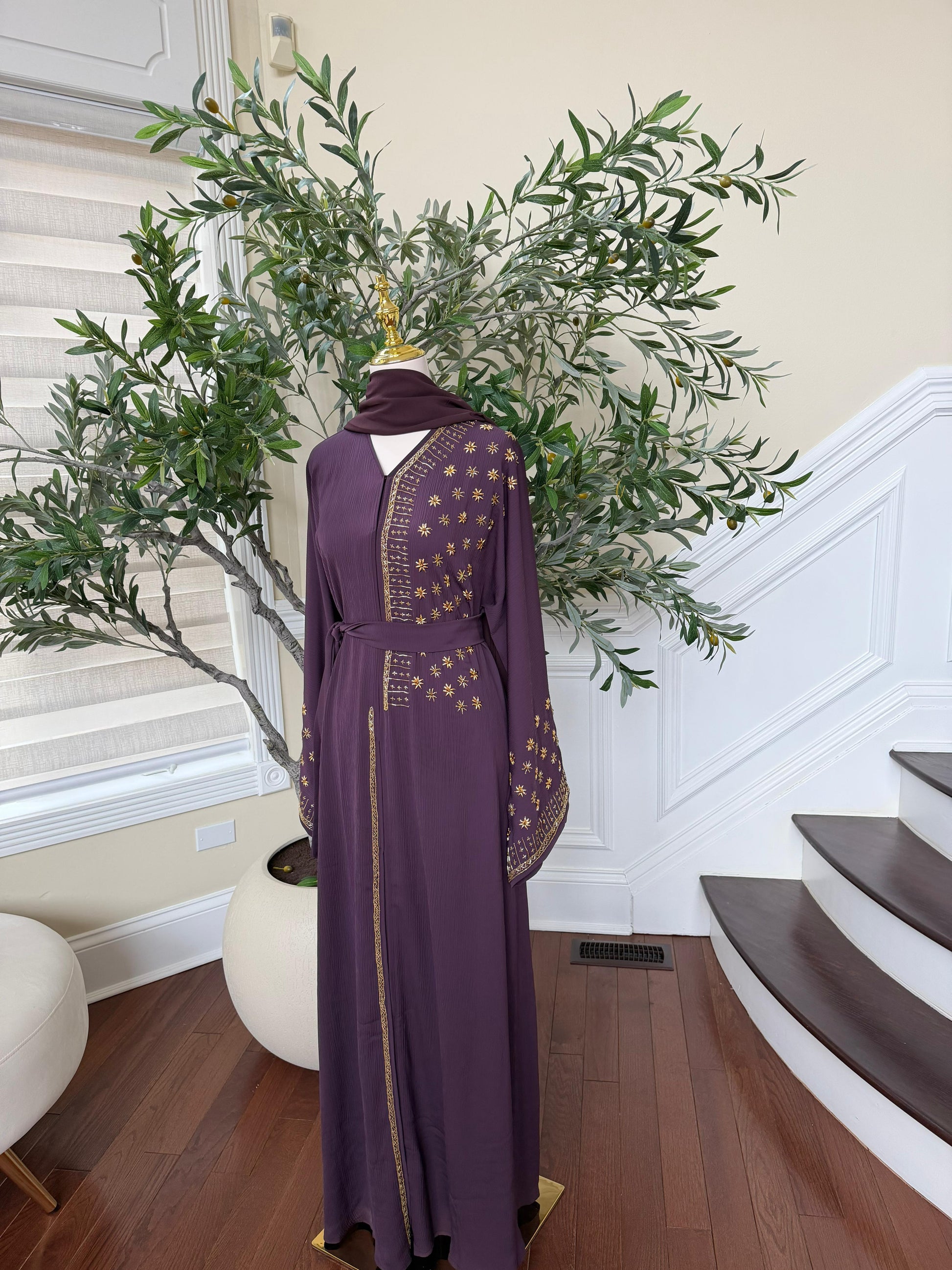 Purple Golden Nujum Abaya