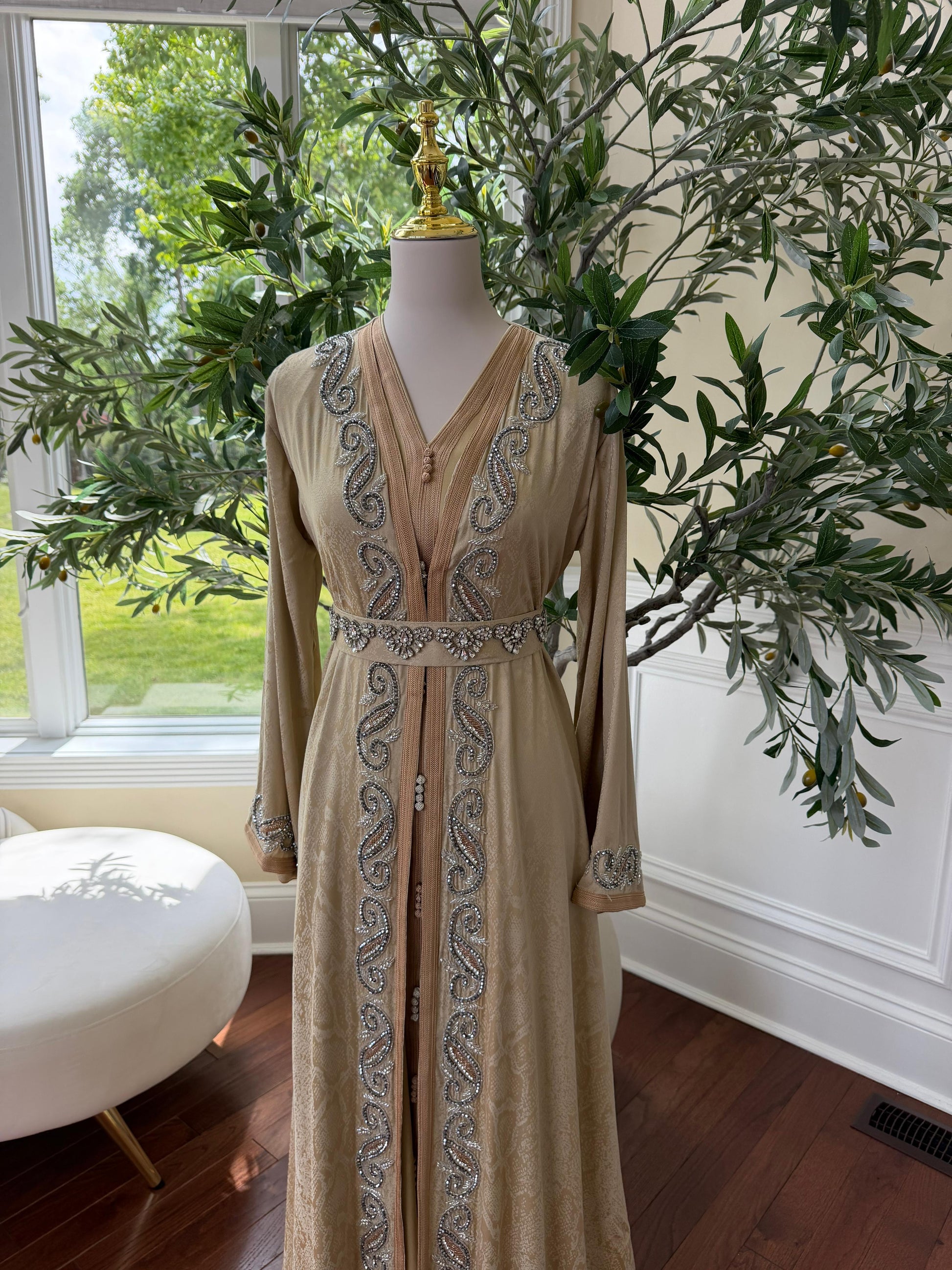 Yellow Beaded Elegance Kuftan