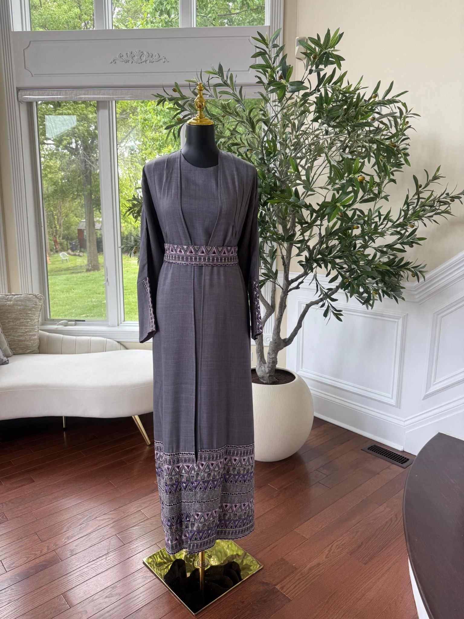 Elegant Purple Cardigan Abaya