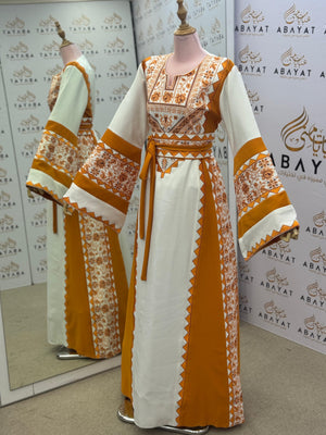 Cream & Saffron Traditional Artistry Thobe