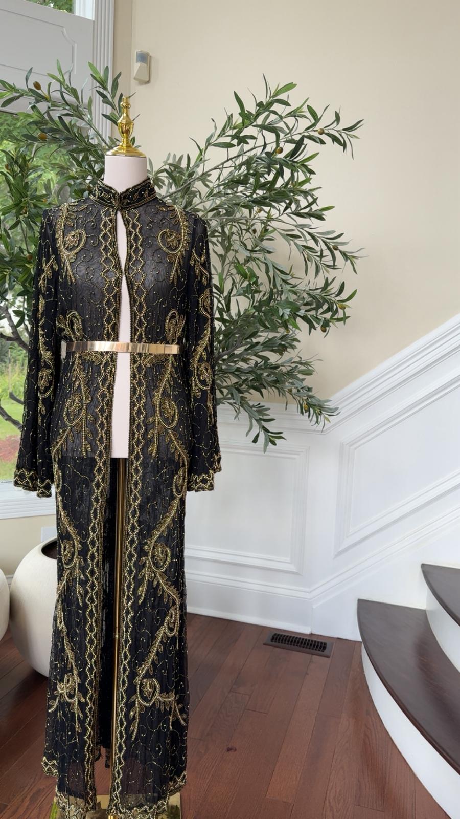 Golden Black Essence Charm Abaya