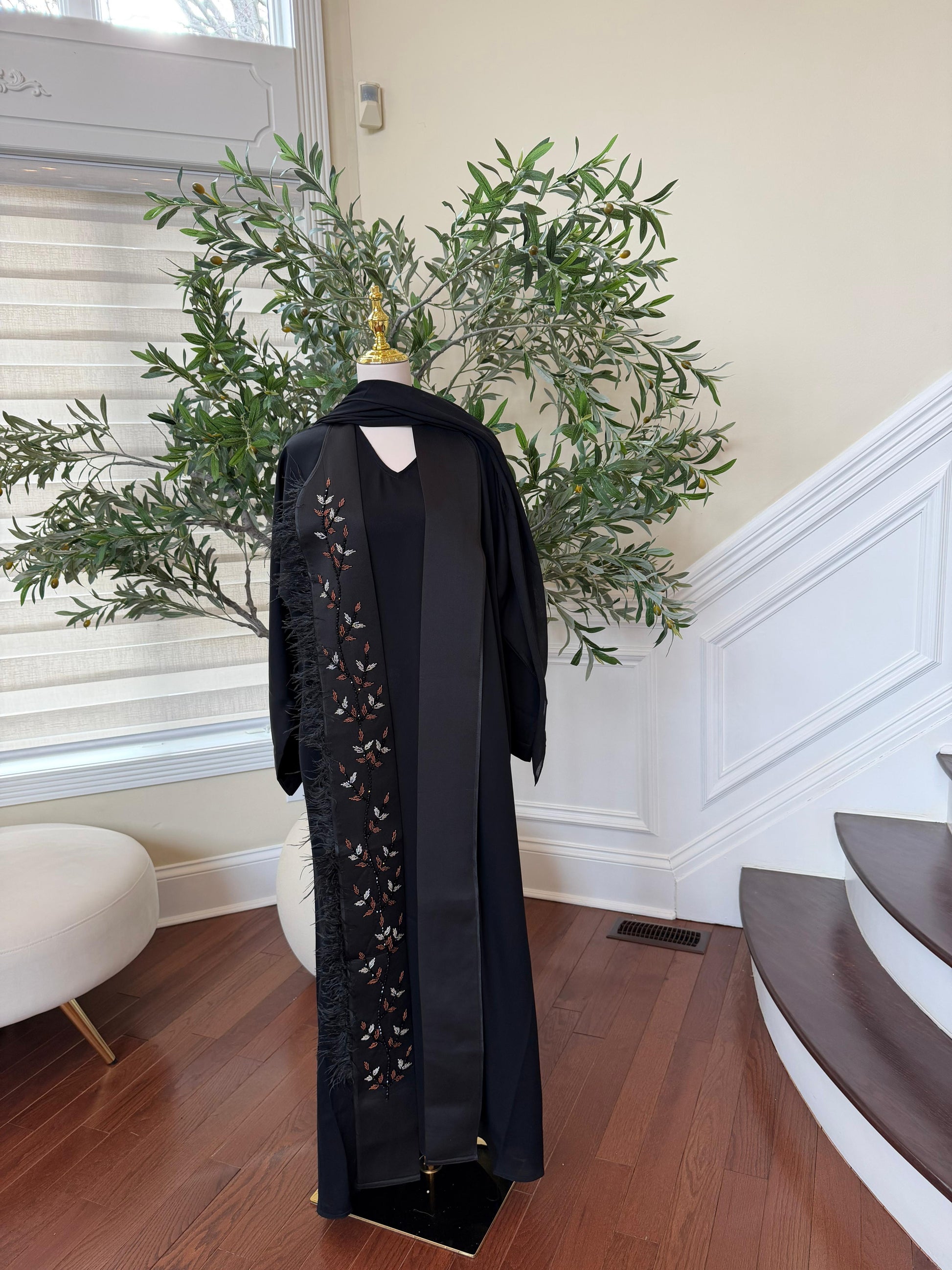Black Floral Essence Abaya