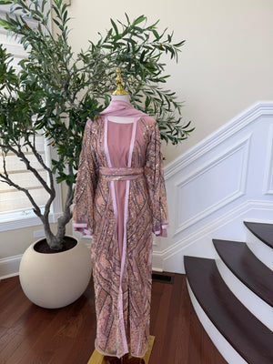 Pink Blush Sparkle Cardigan Abaya