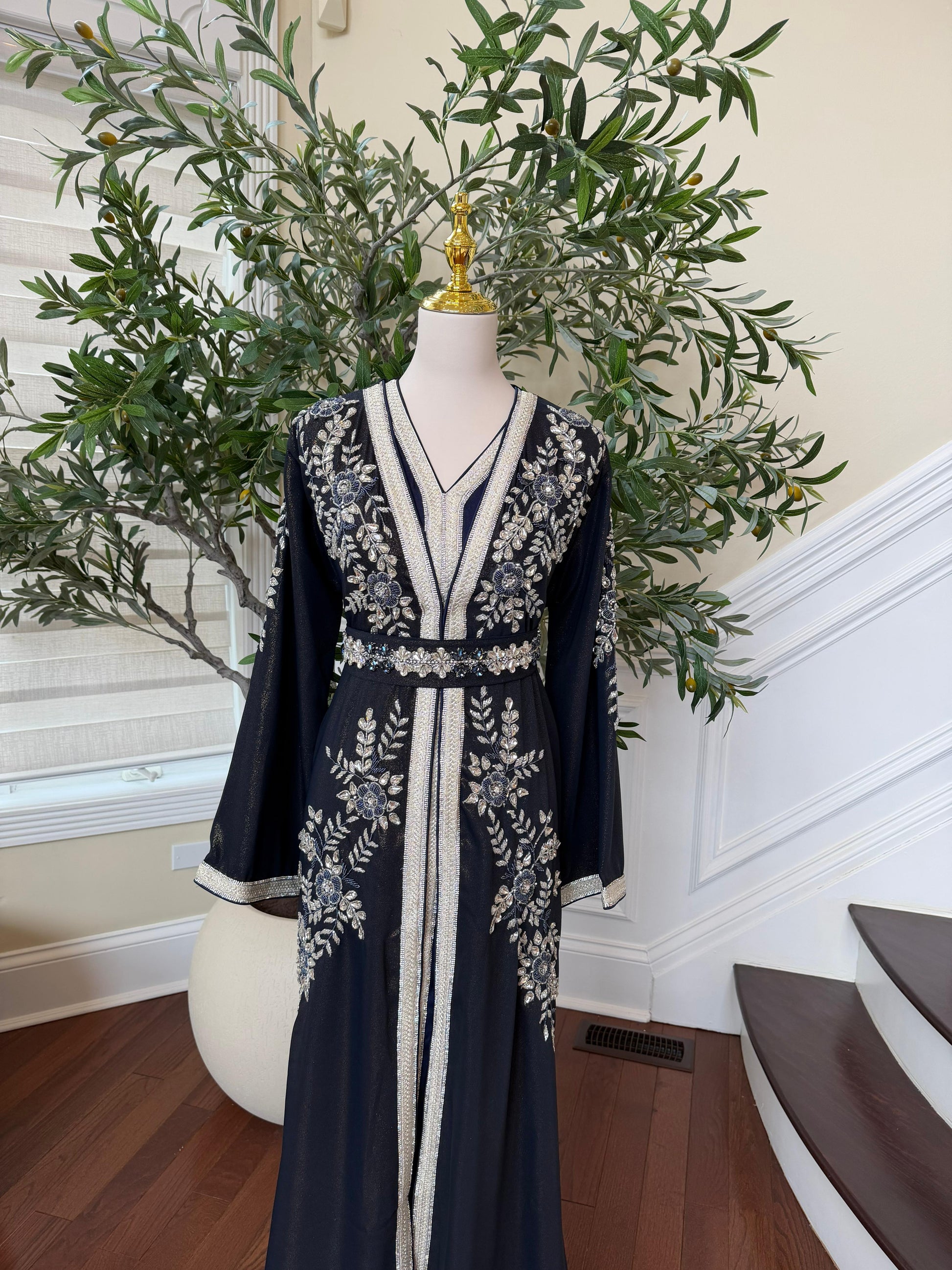 Blue Rose Beaded Royale Kuftan