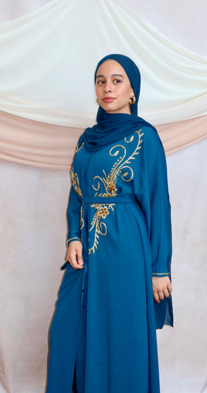 Golden Essence Turquoise Abaya