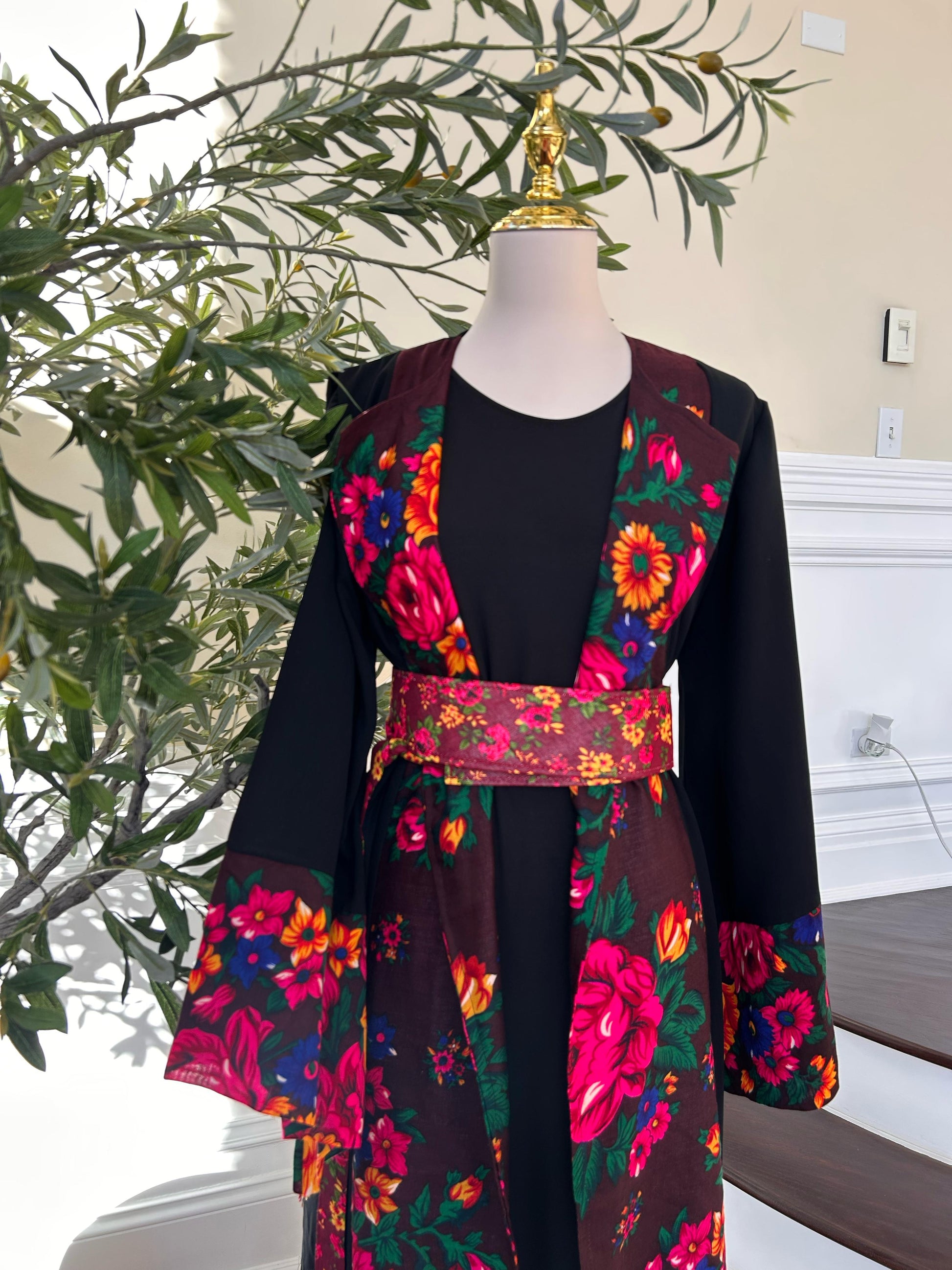 Floral Two Piece Cardigan Thobe