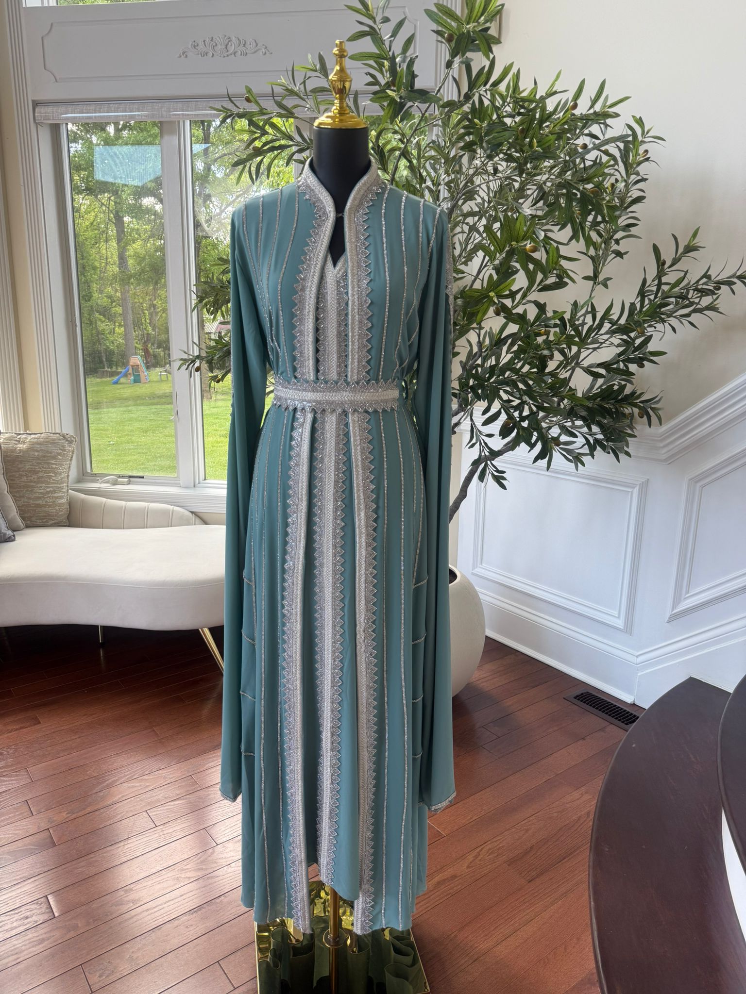 Elegant Mint Blue Kuftan