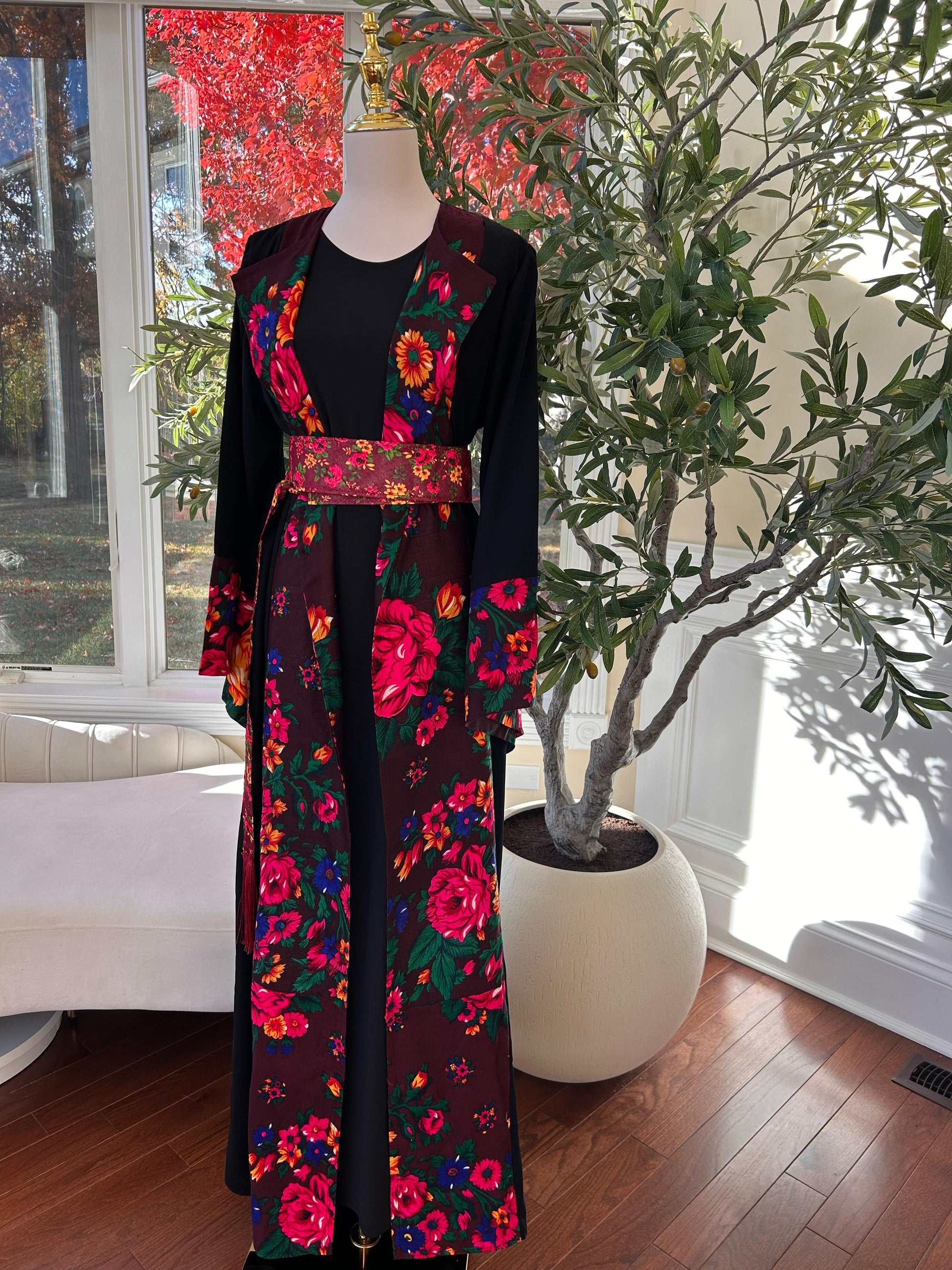 Floral Two Piece Cardigan Thobe