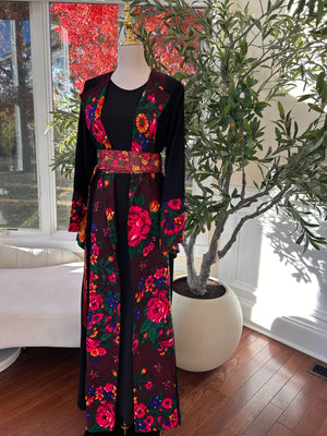 Floral Two Piece Cardigan Thobe
