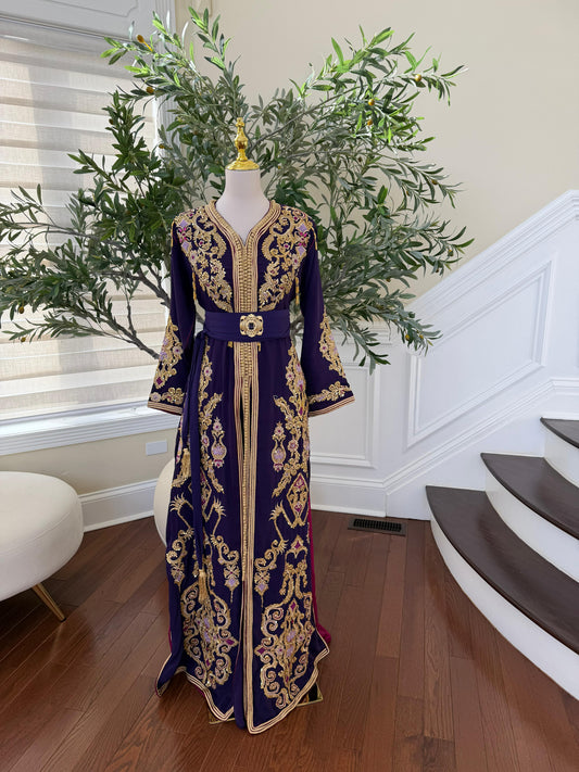 Purple Stone Golden Royale Kuftan