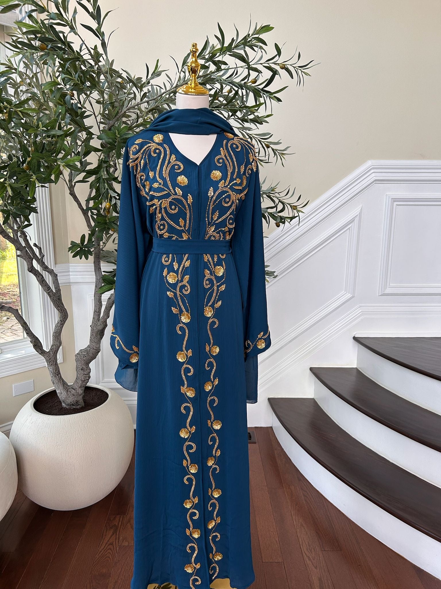 Turquoise Golden Essence Abaya