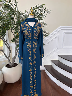 Turquoise Golden Essence Abaya
