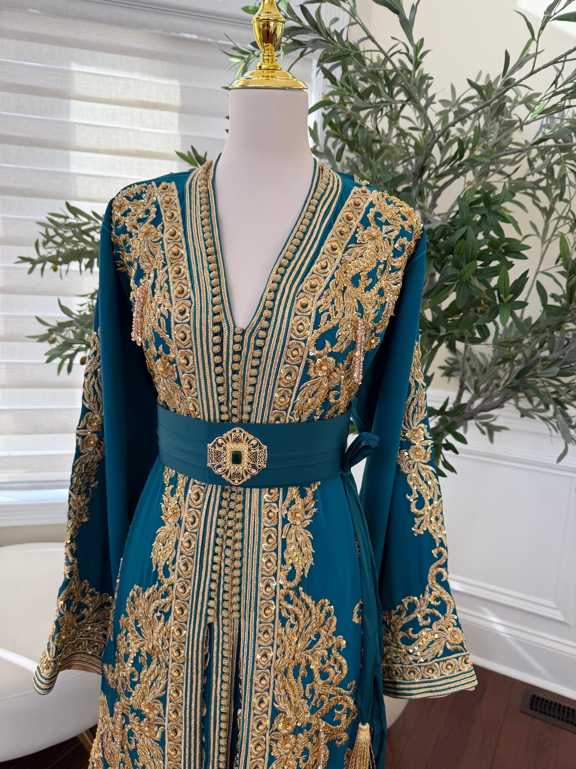 Turquoise Golden Stone Kuftan