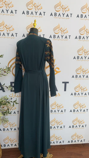 Green Tatreez Beaded Abaya