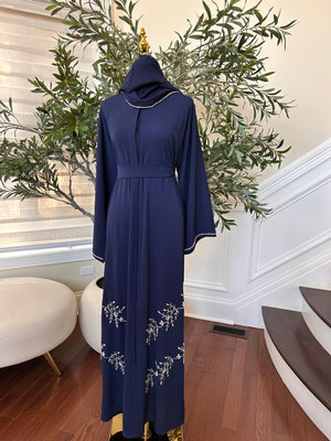 Blue Crystal Beaded Abaya