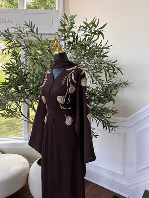 Brown Floral Essence Abaya