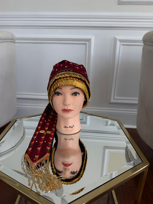 Traditional Tatreez Red Coin Head Piece