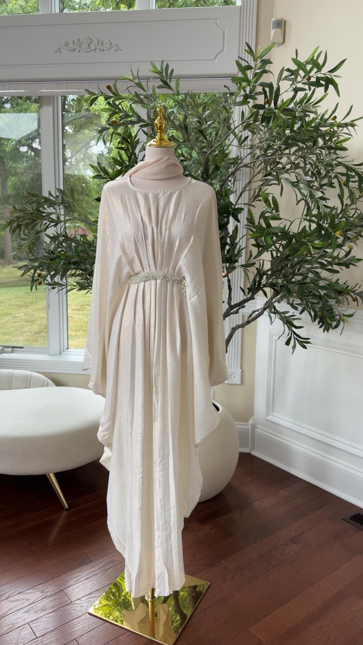 Butterfly Cream Abaya
