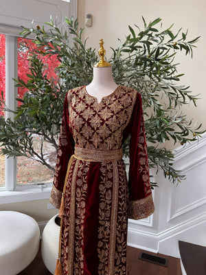 Golden Red Beaded Stone Thobe