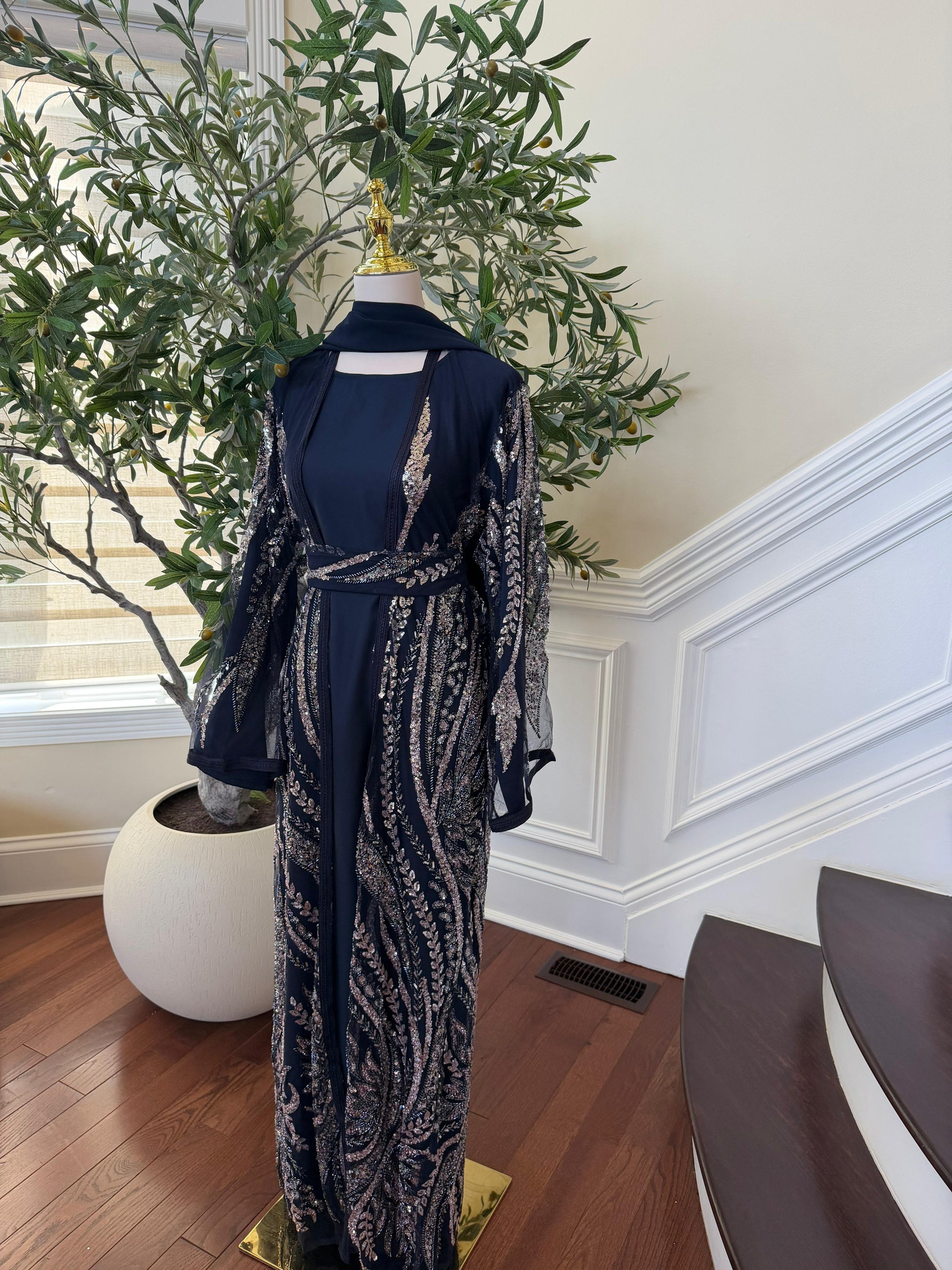 Blue Sparkle Cardigan Abaya