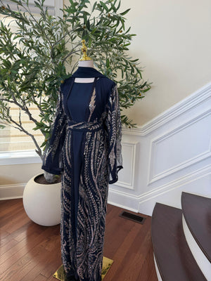 Blue Sparkle Cardigan Abaya