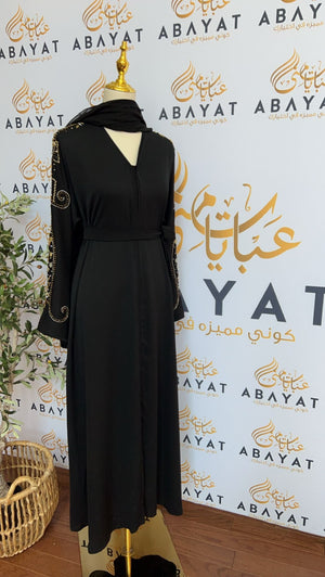 Black Abaya Golden Sequence