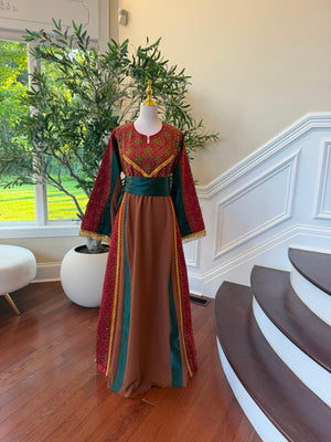 Brown Embroidery Elegance Tatreez Thobe