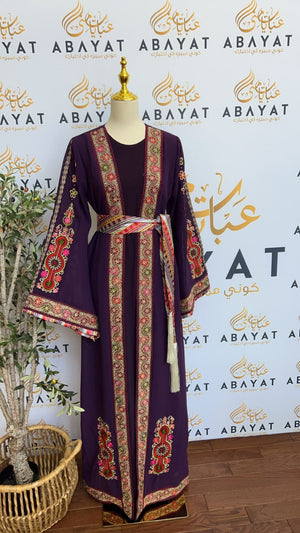 Purple Tatreez Falahi Dress