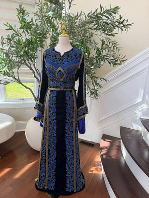 Royal Midnight Blue Embroidered Traditional Thobe (scarf not included)