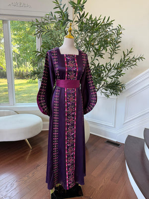 Purple Satin Tatreez Thobe