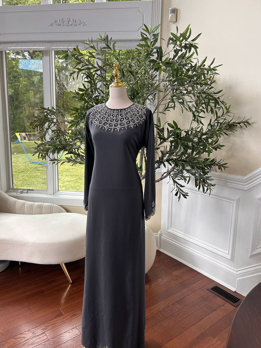 Grey Beaded Occasion Wear Dress