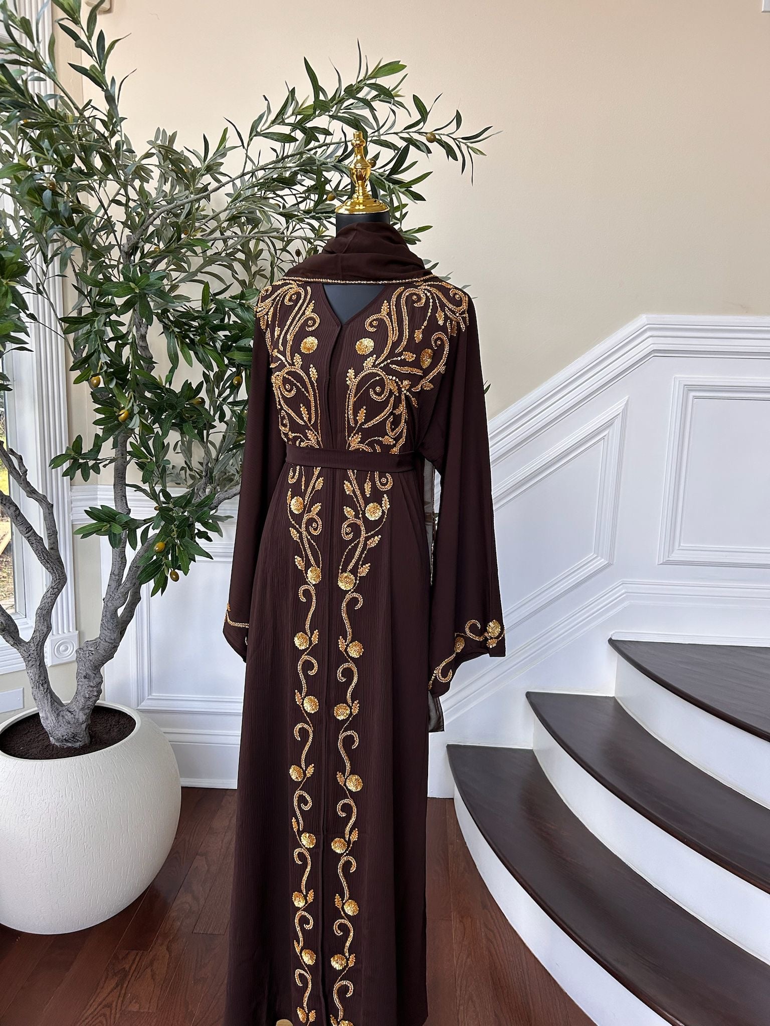 Brown Golden Detail Abaya