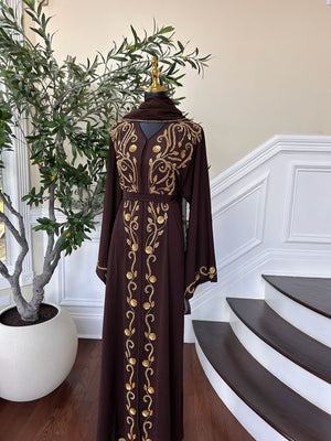 Brown Golden Detail Abaya