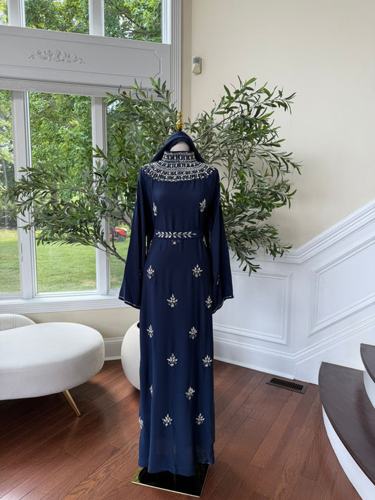 Elegant Blue Stone Abaya
