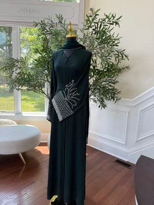 Emerald Green Sleeve Charm Abaya
