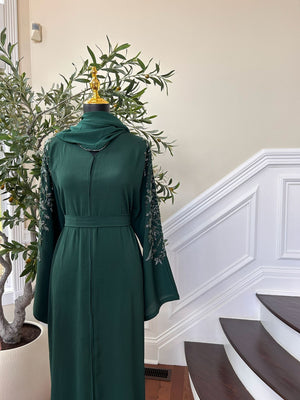 Green Sleeve Charm Abaya