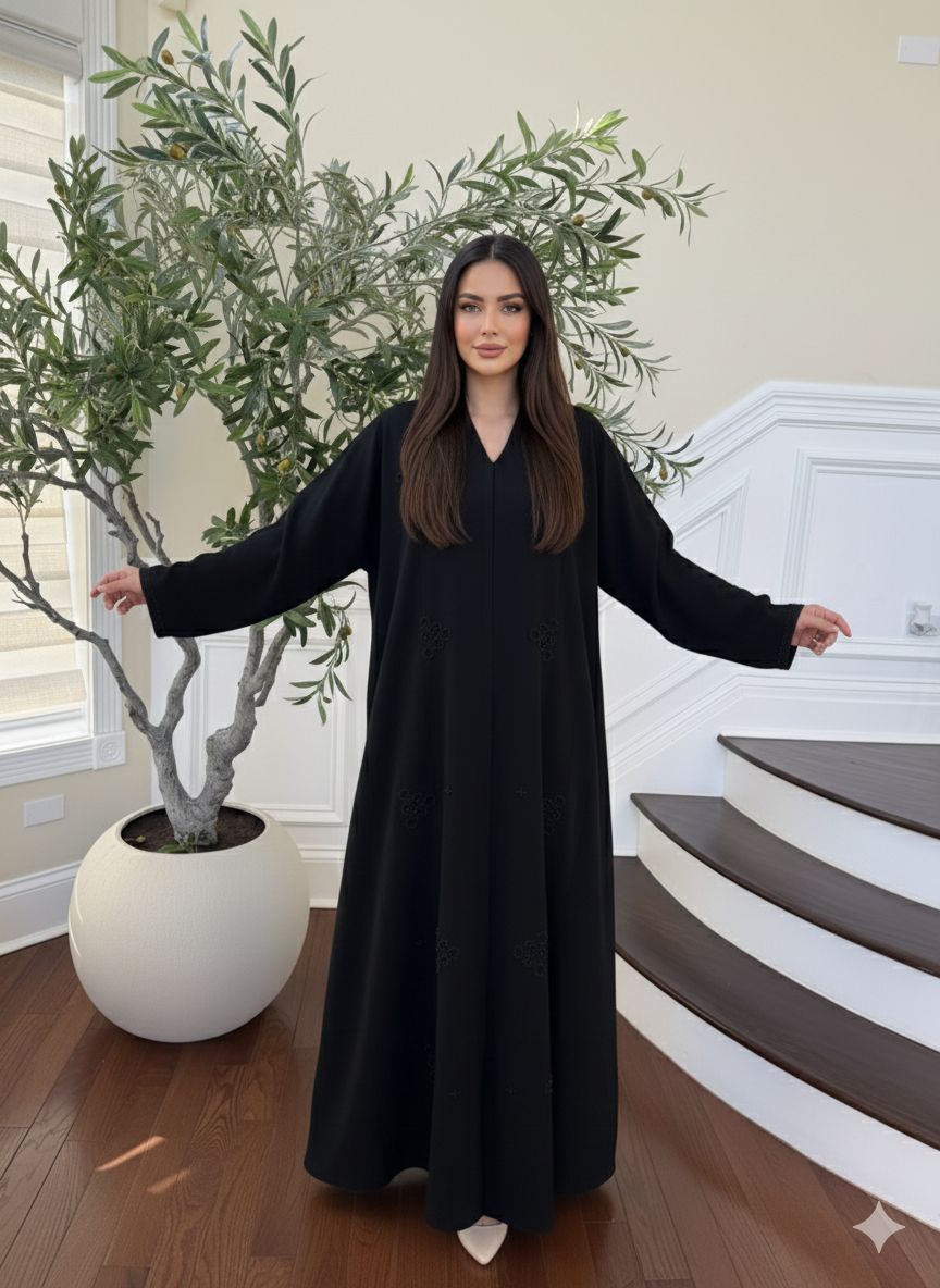 Ethereal Elegance Black Ramadan Abaya