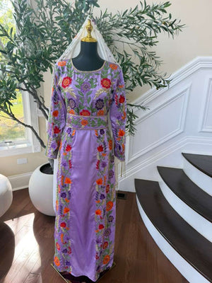 Lavender Floral Beaded Stone Thobe